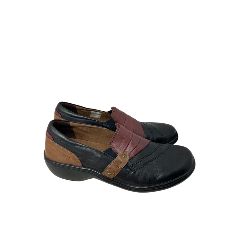 Aravon Flats Women's Size 9.5 Multicolor Leather Slip On Block Heel Danielle